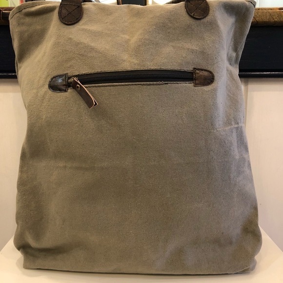 Myra Bag-LAST 1-Stardom Star accents *Army Green canvas/leather up-cycled bagNWT - Picture 7 of 9